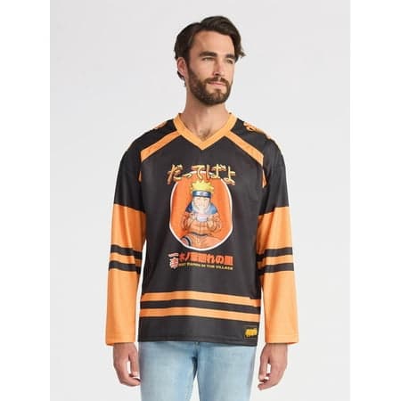 Naruto Men's & Big Men's Graphic Hockey Jersey with Long Sleeves, Sizes XS-3XL