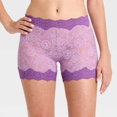 Women's Lace Boxer Brief Shorts - Wild Fable™ Light Purple M