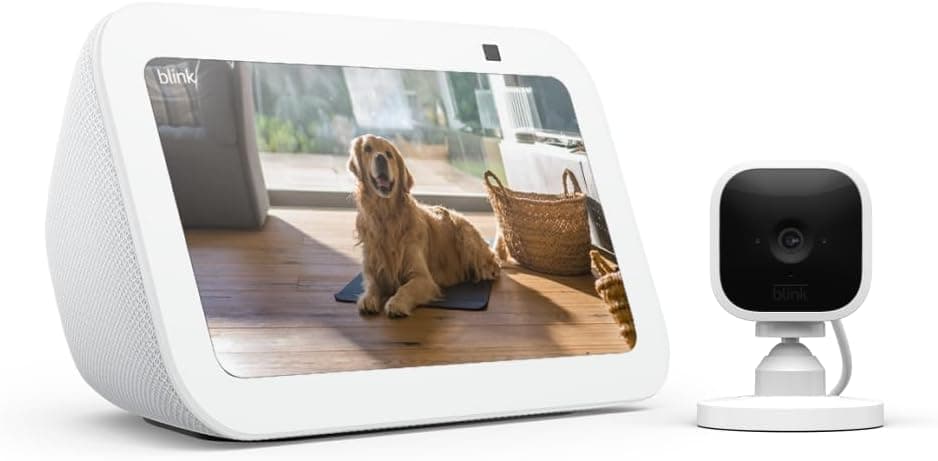 Amazon Echo Show 5 (3rd Gen) with Blink Mini - Glacier White