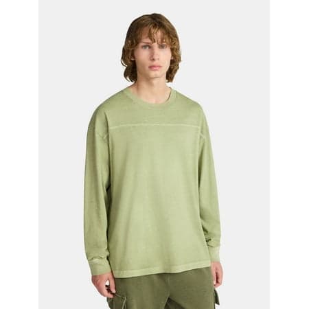 No Boundaries Cotton Washed Tee with Long Sleeves, Men's & Big Men's