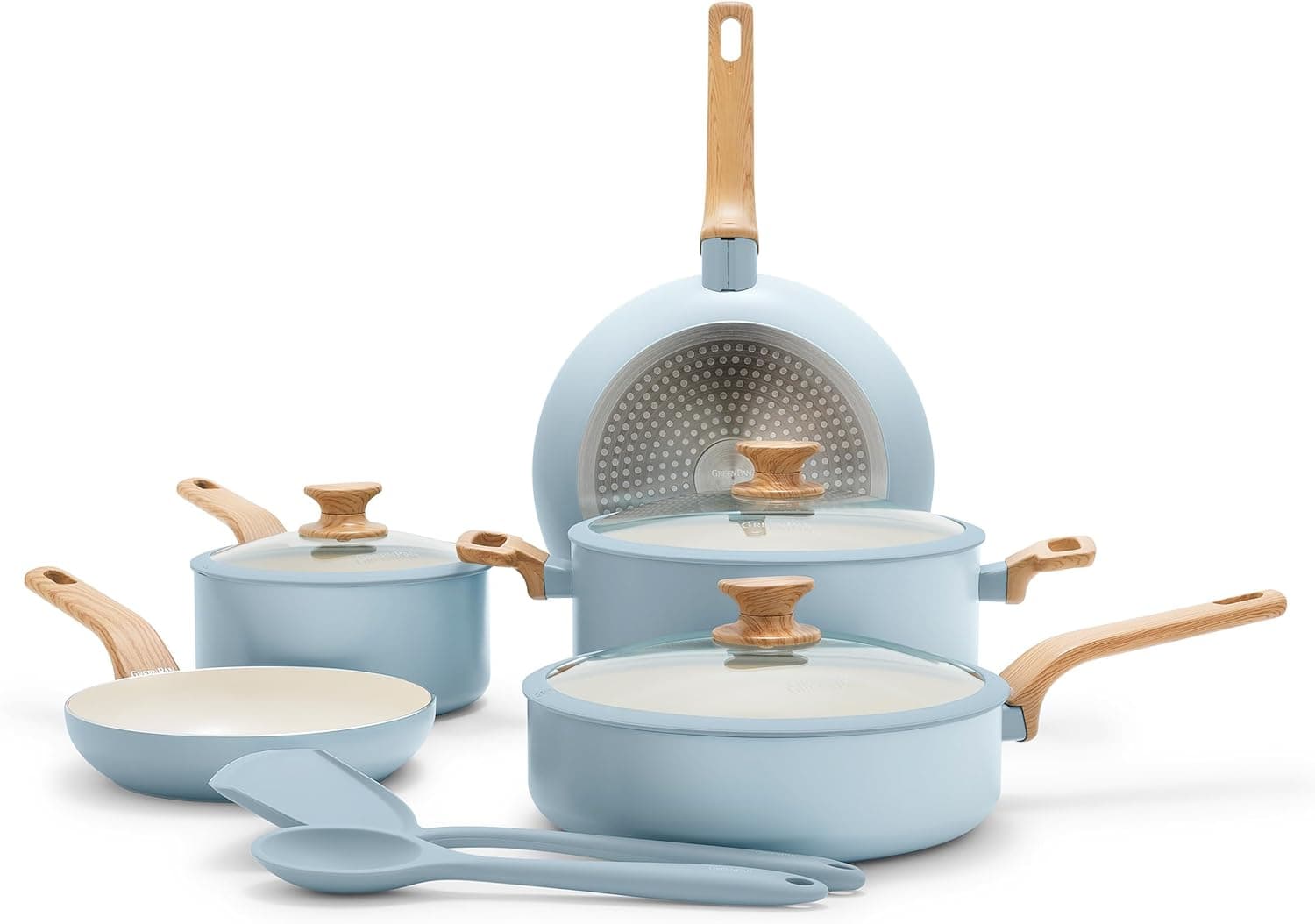 Healthy Ceramic Nonstick Cookware Set in Blue