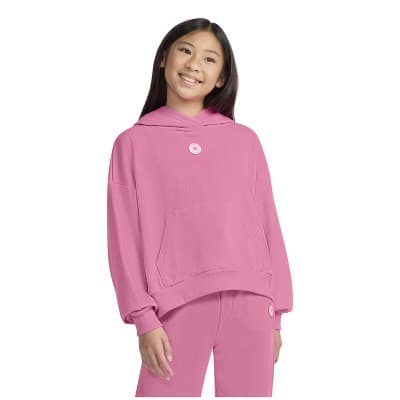 Converse® Girls' Pullover Sweatshirt French Terry Hoodie - Pink L