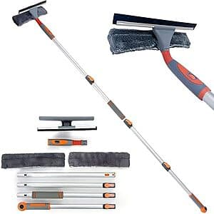 Versatile Window & Shower Squeegee Kit with Telescopic Pole and Bendable Head