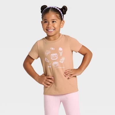 Toddler Girls' Short Sleeve Snack Connoisseur Graphic T-Shirt - Cat & Jack™ Light Brown 12M