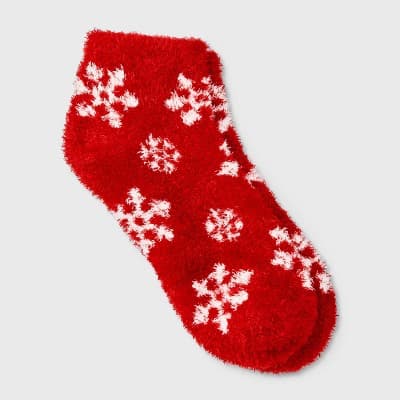 Women's Snowflake Cozy Low Cut Socks - Auden™ Red 4-10