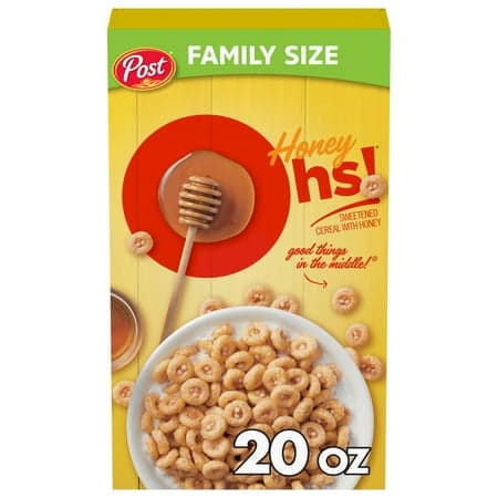 Honey Ohs! Family Size Cereal, Sweetened Honey Cereal, Crunchy 20 oz Box