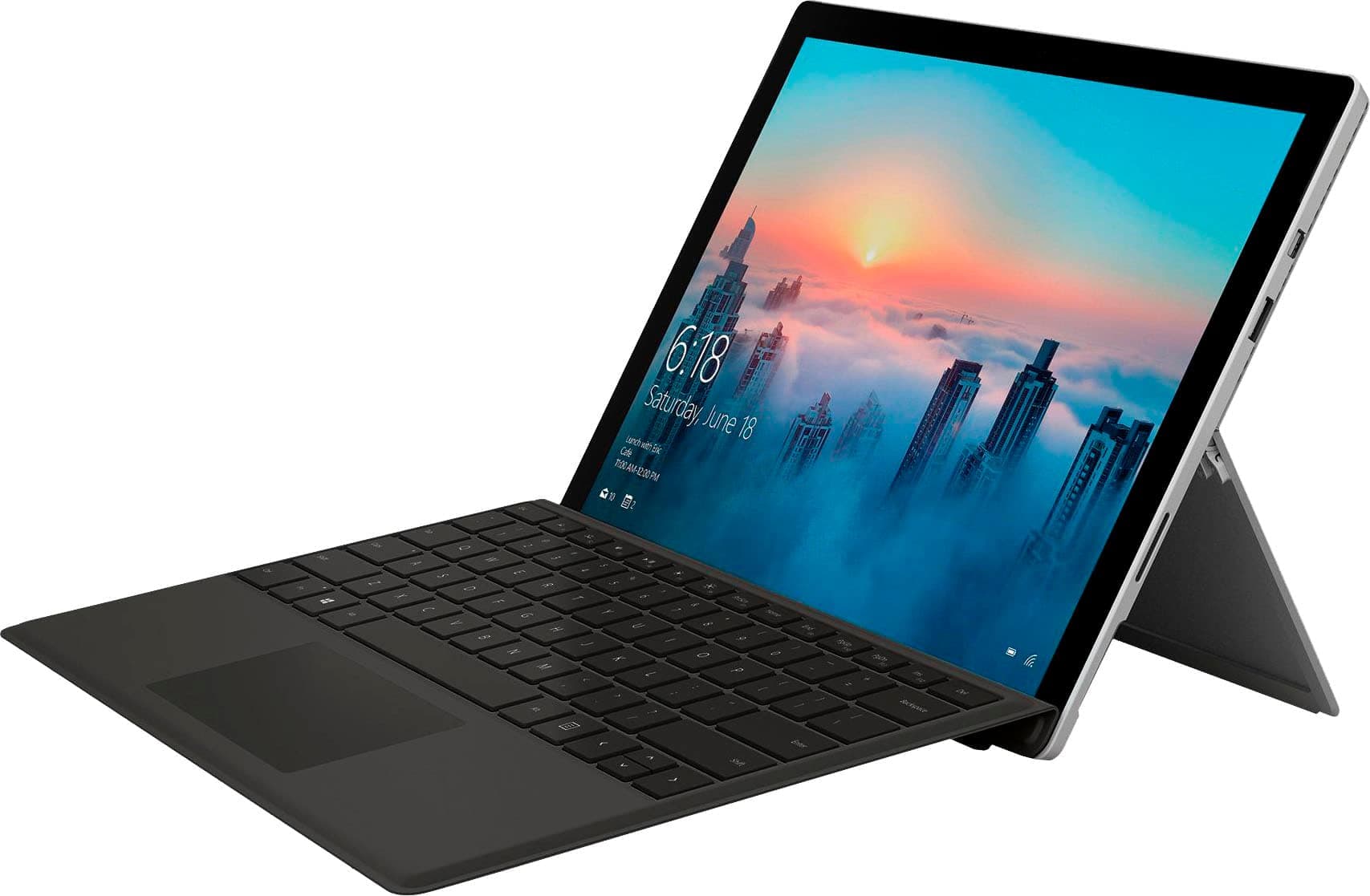 Microsoft - Geek Squad Certified Refurbished Surface Pro 4 with Black Type Cover - 12.3" - 128GB - Intel Core i5 - Silver