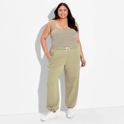 Women's Mid-Rise Baggy Jogger Pants - Wild Fable™ Dark Taupe 2X