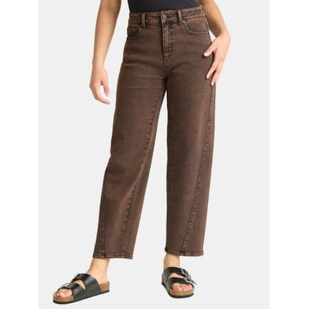 Time and Tru Women's High Rise Barrel Jeans, 26.5" Inseam, Sizes 0-20