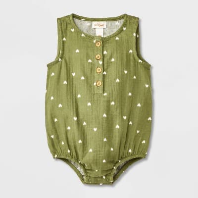 Baby Girls' Heart Gauze Romper - Cat & Jack™ Green 24M