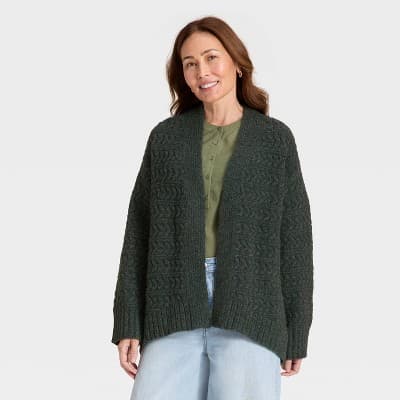 Women's Open Stitch Cozy Cardigan Sweater - Universal Thread™ Dark Gray XS/S