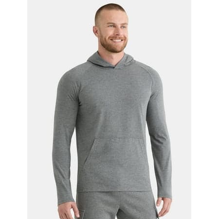 Athletic Works Men's Tri Blend Long Sleeve T-Shirt Hoodie, Sizes S-3XL