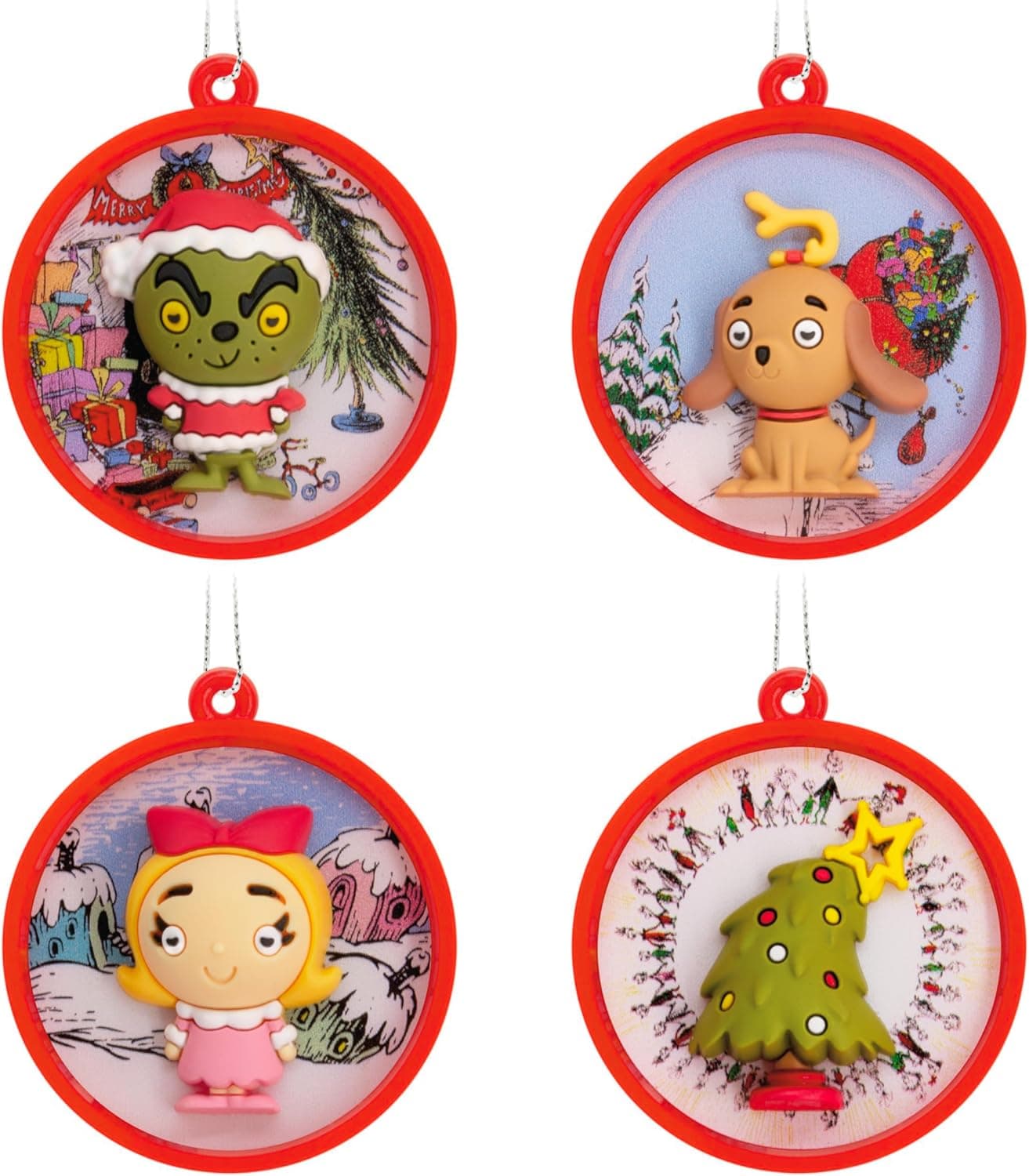 Hallmark Dr. Seuss's How The Grinch Stole Christmas! Scenes Mini Christmas Ornaments, Shatterproof, Set of 4