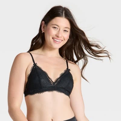 Women's Lace Removeable Pad Bralette - Auden™ Black L