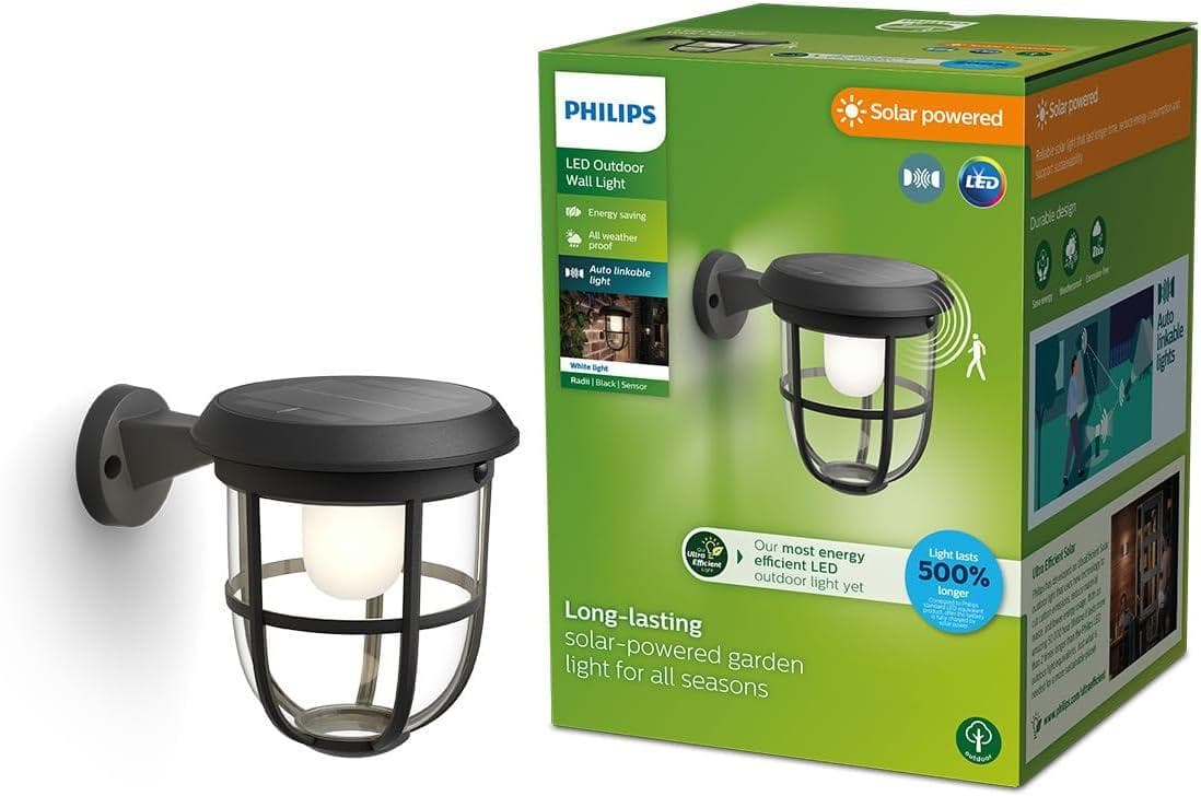 Philips Solar LED Ultra-Efficient Wall Lantern w/ Dusk to Dawn Sensor Amazon