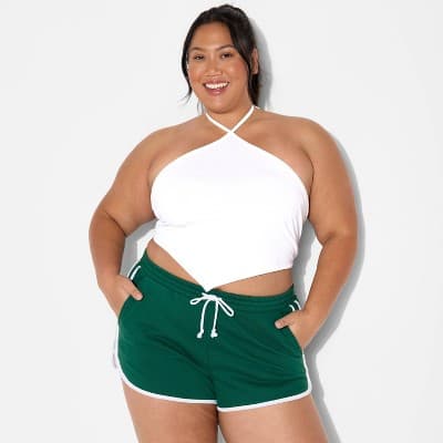 Women's Game Day Football Charm Halter Top - Wild Fable™ White 1X