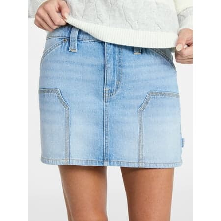No Boundaries Denim Carpenter Micro Mini Skirt, Women's XXS-XXL