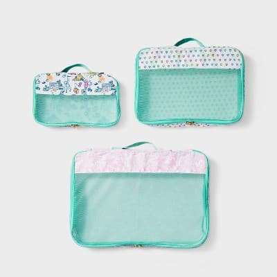 3pc Packing Cube Set White/Teal - Roller Rabbit x Target