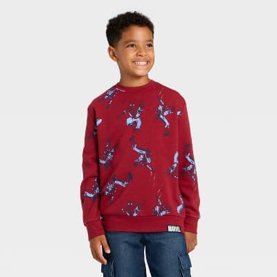 Boys' Marvel Spider-Man Fleece Sweatshirt - Maroon M