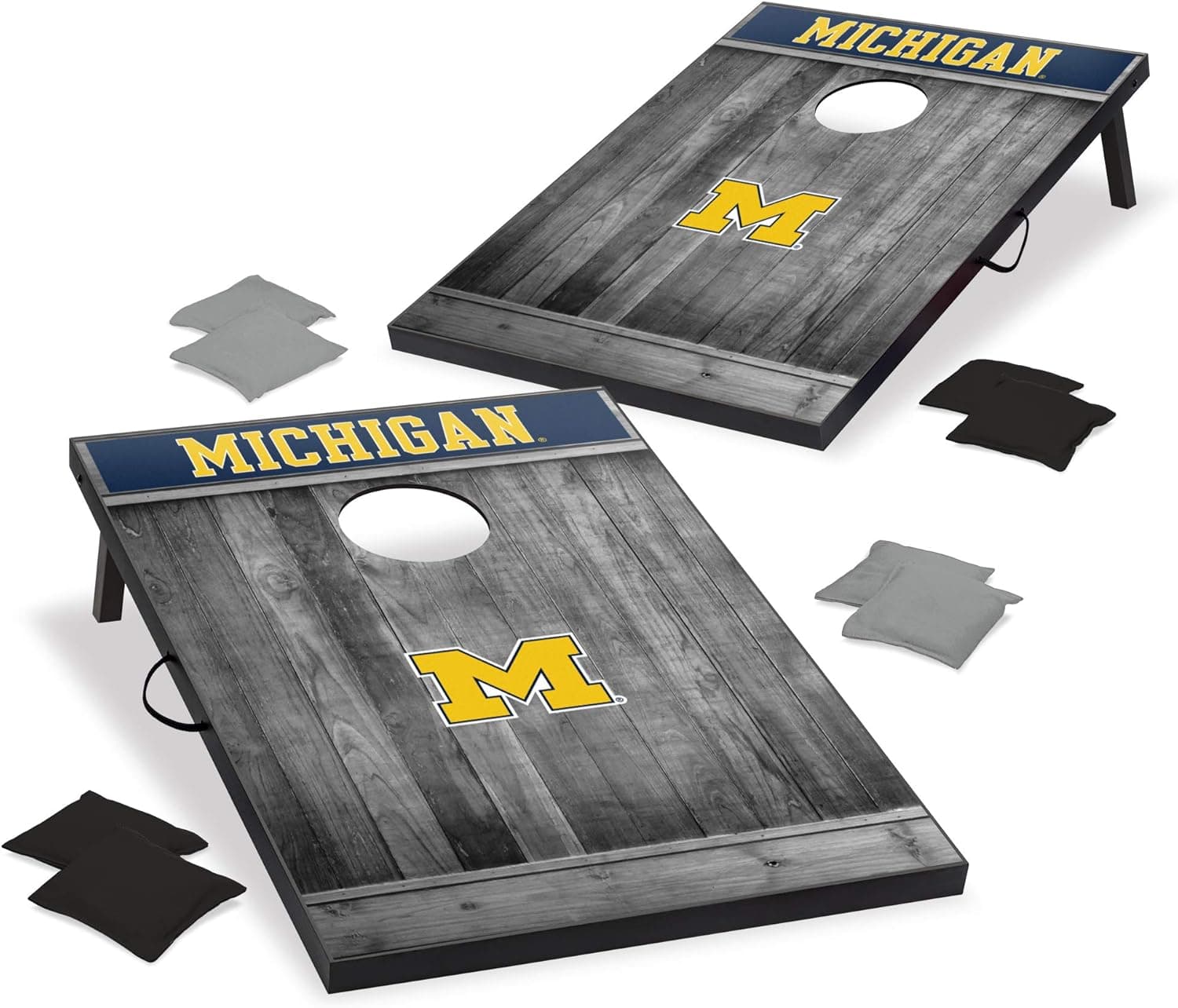 Wild Sports NCAA College Michigan Wolverines Tailgate Toss - Gray Wood Designmichigan Wolverines Tailgate Toss - Gray Wood Design, Team Color, 2'X3'