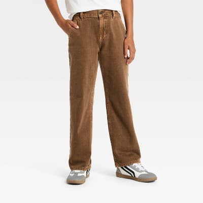 Boys' Mid-Rise Relaxed Fit Carpenter Jeans - art class™ Brown 7