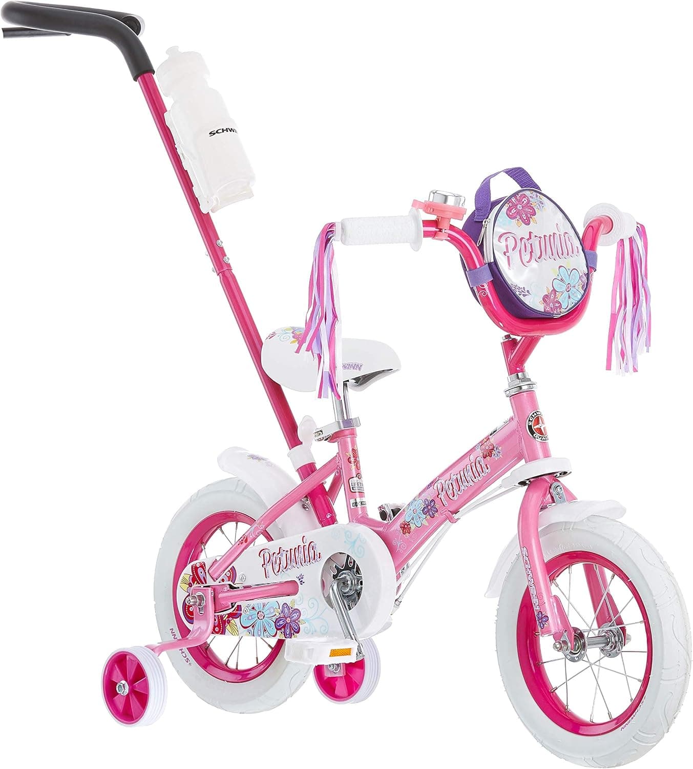 Schwinn Petunia 12-Inch Kids Bike: Steerable, Training Wheels