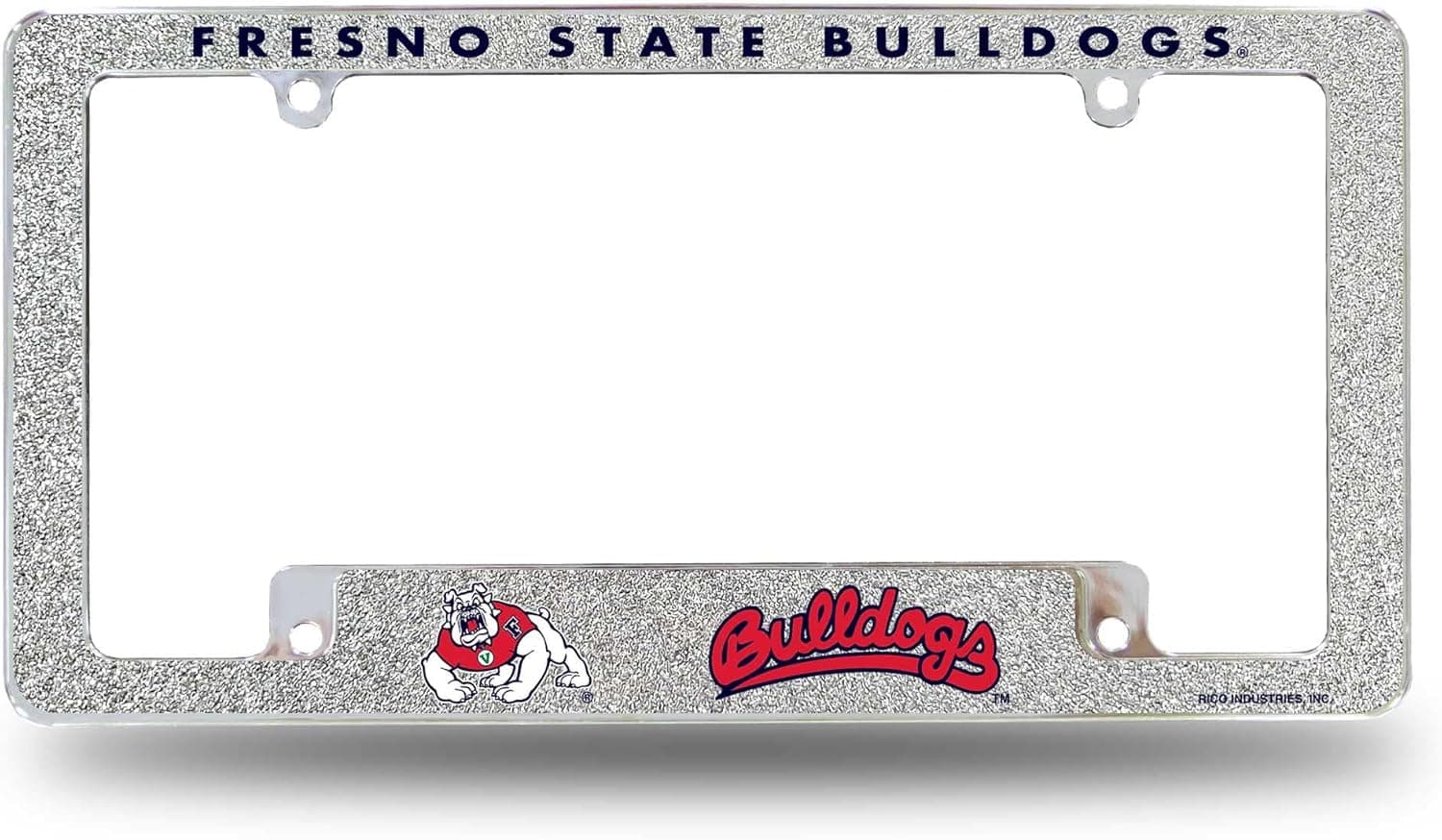 Rico Industries NCAA Fresno State Bulldogs Chrome All Over Automotive Bling License Plate Frame 12' x 6' Chrome All Over Automotive Bling License Plate Frame Design for Car/Truck/SUV