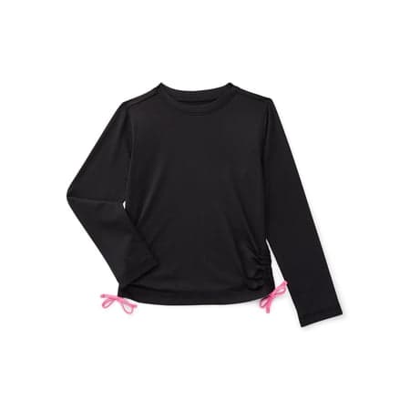 Wonder Nation Girls Long Sleeve Rash Guard with UPF50+, Sizes 4-18 & Plus