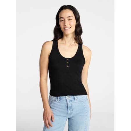 Time and Tru Women’s Slub Henley Tank Top, sizes XS-XXXL