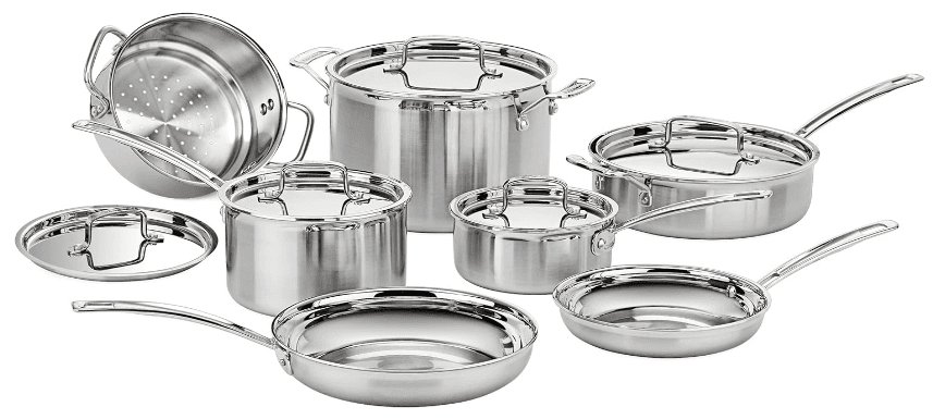 Cuisinart 12-Piece MultiClad Pro Triple Ply Stainless Stainless Steel Cookware Set Walmart
