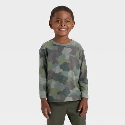 Toddler Boys' Long Sleeve Relaxed T-Shirt - Cat & Jack™ Olive Green 12M