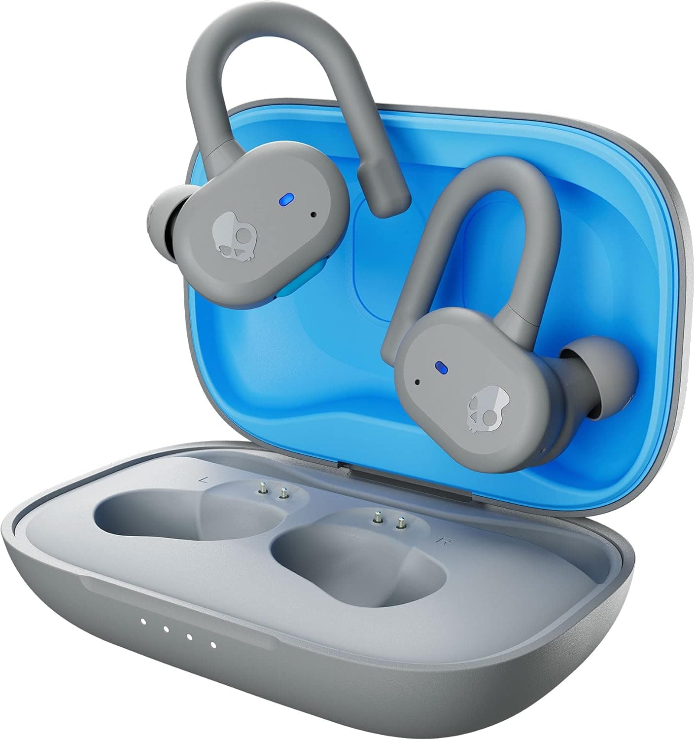 Skullcandy Push Active True Wireless in-Ear Bluetooth Earbud, Use with iPhone and Android with Charging Case and Mic, Great for Gym, Sports, and Gaming, IP55 Water, Dust Resistant - Grey/Blue