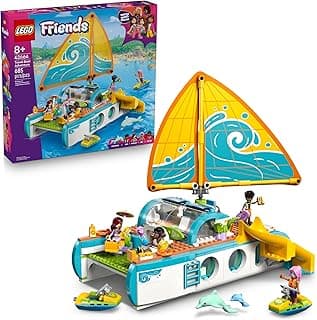 LEGO Friends Travel Boat Adventure Pretend Play Building Toy - Toy Boat Playset with Playful Dolphin Figurines and 4 Minidolls - Birthday Gift Idea for Girls and Boys, Ages 8 and Up - 42664