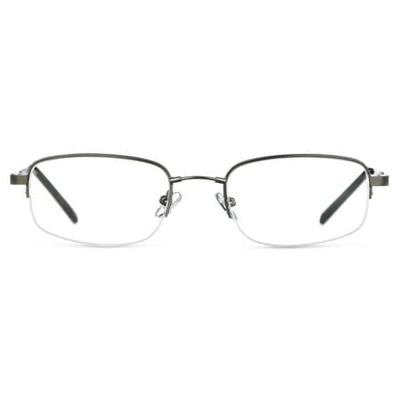 M+ Readers Memory Metal Keith +1.25 Rectangle Reading Glasses with Case, Dark Gunmetal