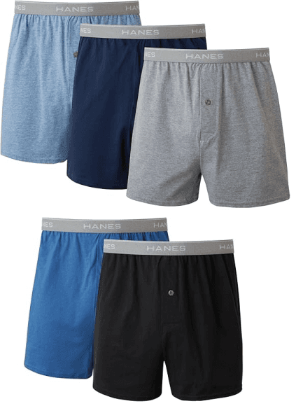 5-Pack Hanes Men’s Exposed Waistband Knit Boxers Amazon