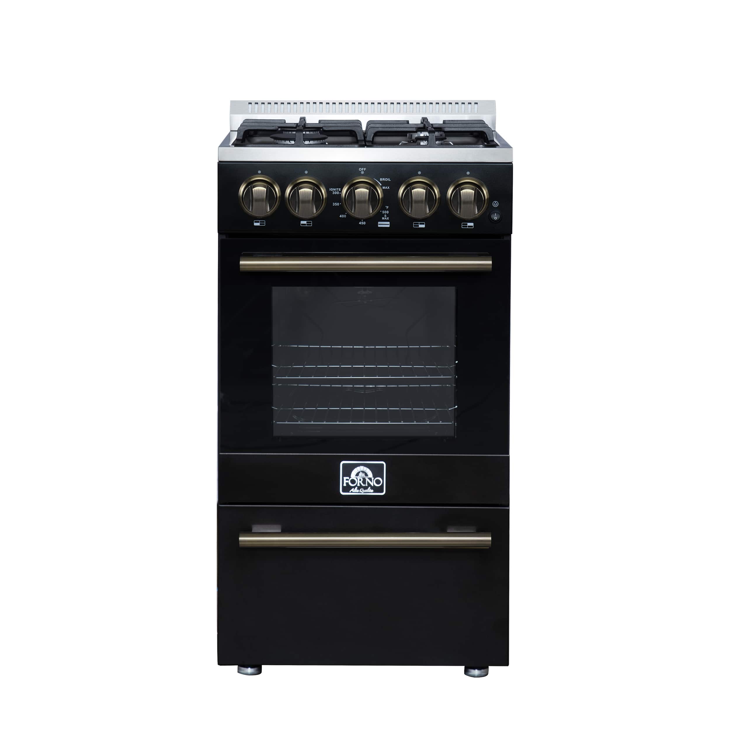 Forno Appliances - 24 in. Wide 4 burner Lamazze 2.05 Cu. Ft. Freestanding Gas Range - Black