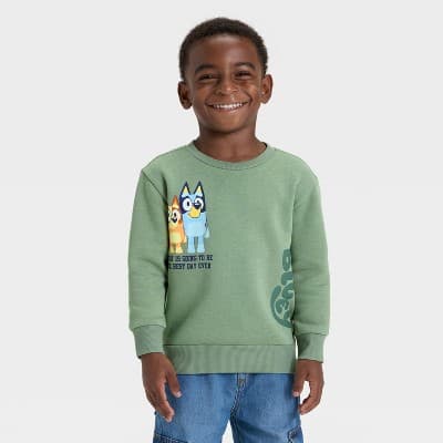 Toddler Boys' Bluey Bingo Fleece Sweatshirt - Green 12M