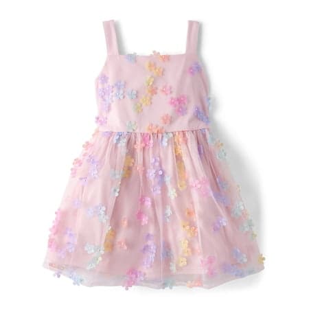 The Children's Place Girls Sleeveless Rainbow Print Fit and Flare Dress, Sizes 4-16