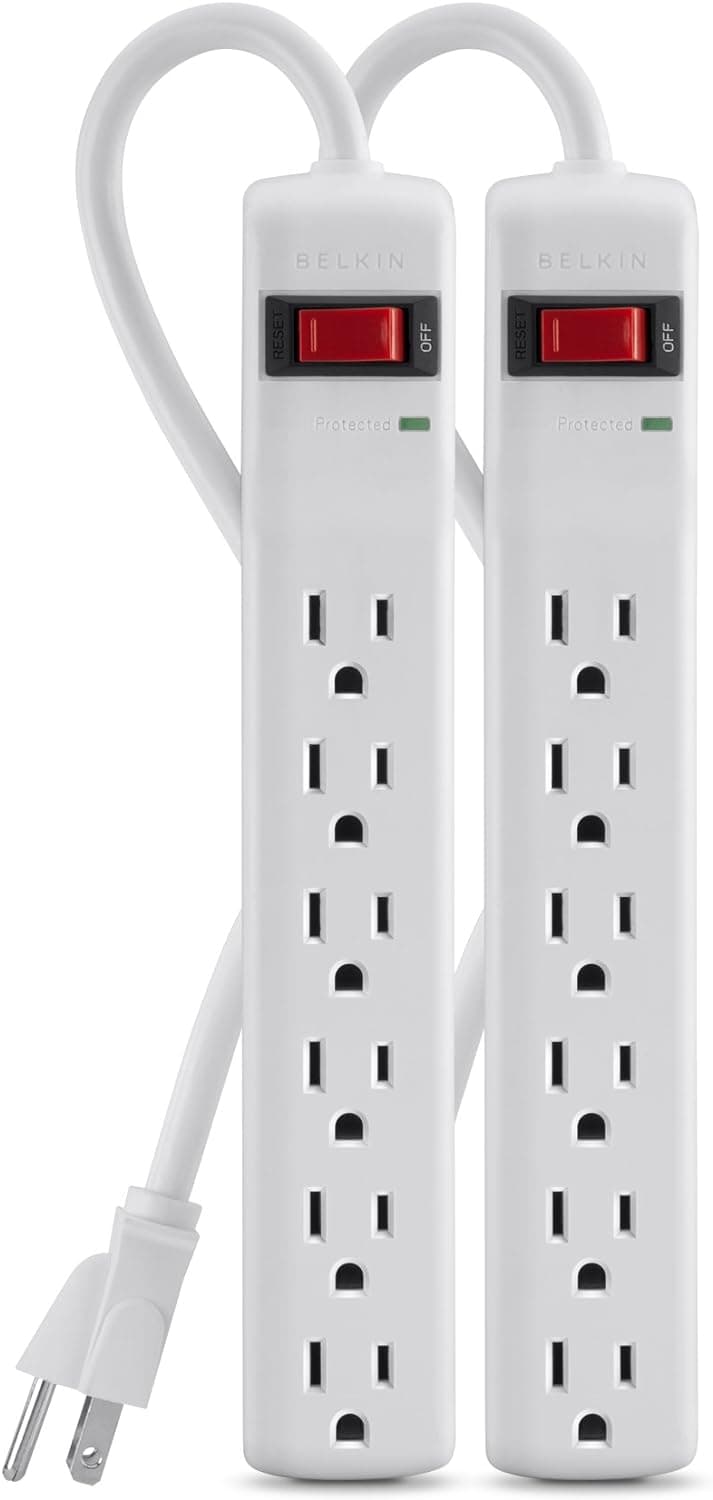 Belkin Power Strip Surge Protector - 6 Outlets, 2ft Cord