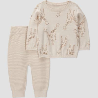 Carter's Just One You® Baby 2pc Giraffe Sweater and Jogger Pants Set - Cream 3M