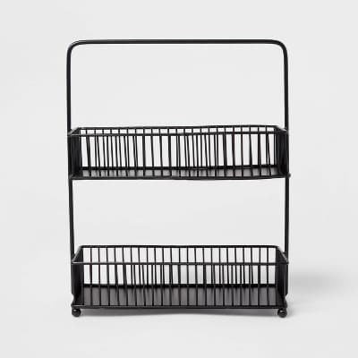 Iron 2-Tier Wire Spice Rack Black - Threshold™: Freestanding Seasoning Organizer, Kitchen Storage Solution