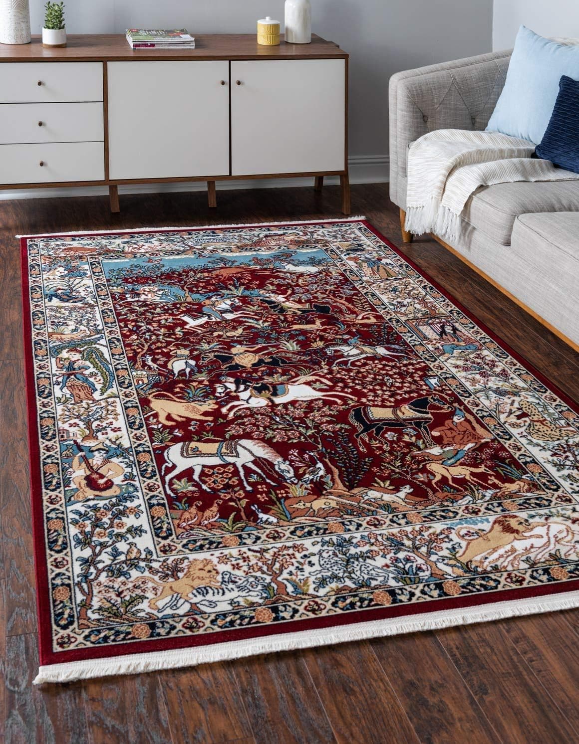 Cozy Narenj Area Rug: Burgundy & Blue, 3'x5'