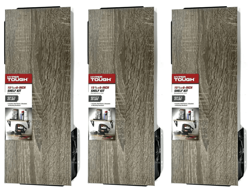 Sturdy Shelving Solution: Hyper Tough 6" x 15 3/4" Laminated Wood Shelf Kit