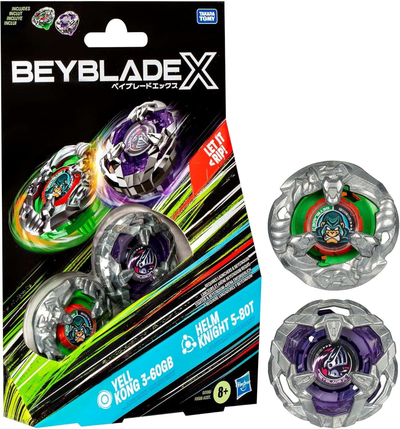 Beyblade X Yell Kong 3-60GB and Helm Knight 5-80T Dual Pack Set
