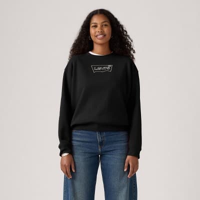 Levi's® Women's Graphic Everyday Crew Shirt - Rhinestone Logo Black M
