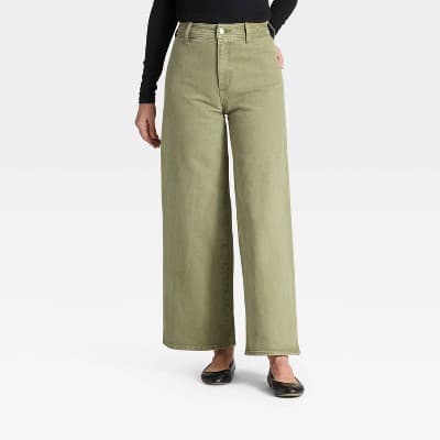 Women's High-Rise Sailor Wide Leg Ankle Jeans - Universal Thread™ Green 14
