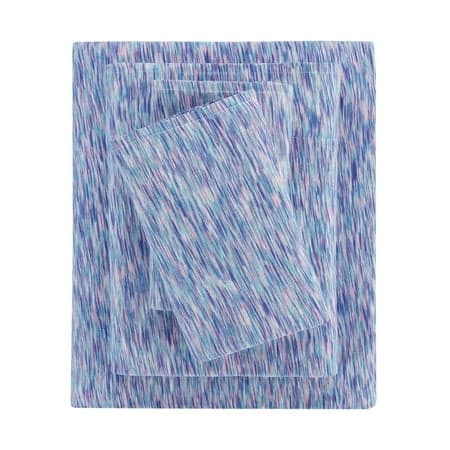 Mainstays 100% Cotton Extra Soft Jersey Bed Sheet Set, Full, Purple Crackle, 4 Pieces