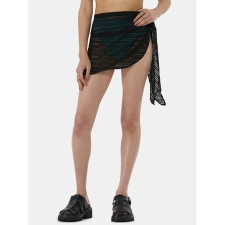 No Boundaries Women's Polyester Stripe Pareos, One Size, Black