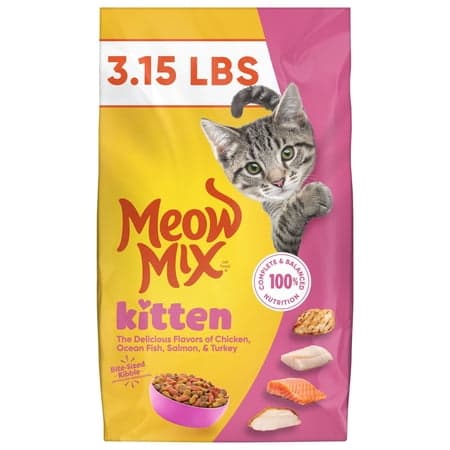 Meow Mix Kitten Li’l Nibbles Dry Cat Food for Kittens, 3.15 lb. Bag