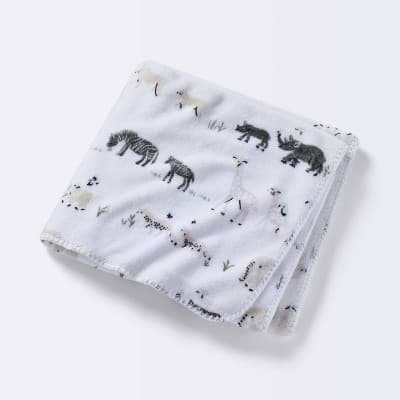 Plush Two by Two Baby Blanket - Animals - Cloud Island™: Light Gray, Recycled Polyester, Reversible, 30" x 40"